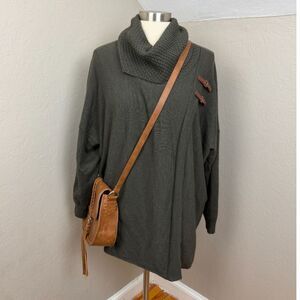 Ellen Tracy Knit Cowl Neck Wrap Cardigan / Poncho Sweater